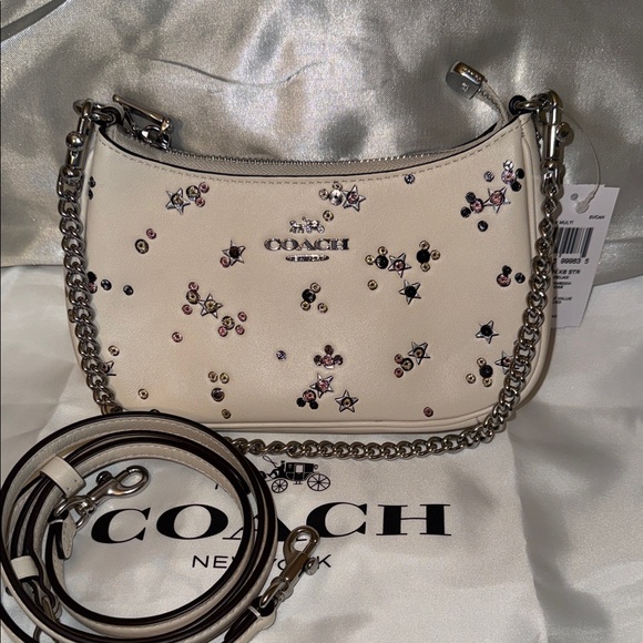 🩵Coach NWT Teri Mini Crossbody With Star Print/ Crossbody/Silver Chain Strap - Picture 4 of 8